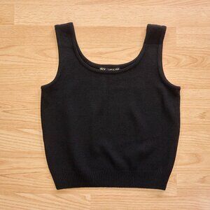 St John Basics Women's Wool Blend Black Knit Tank Top, Size P, Made in USA